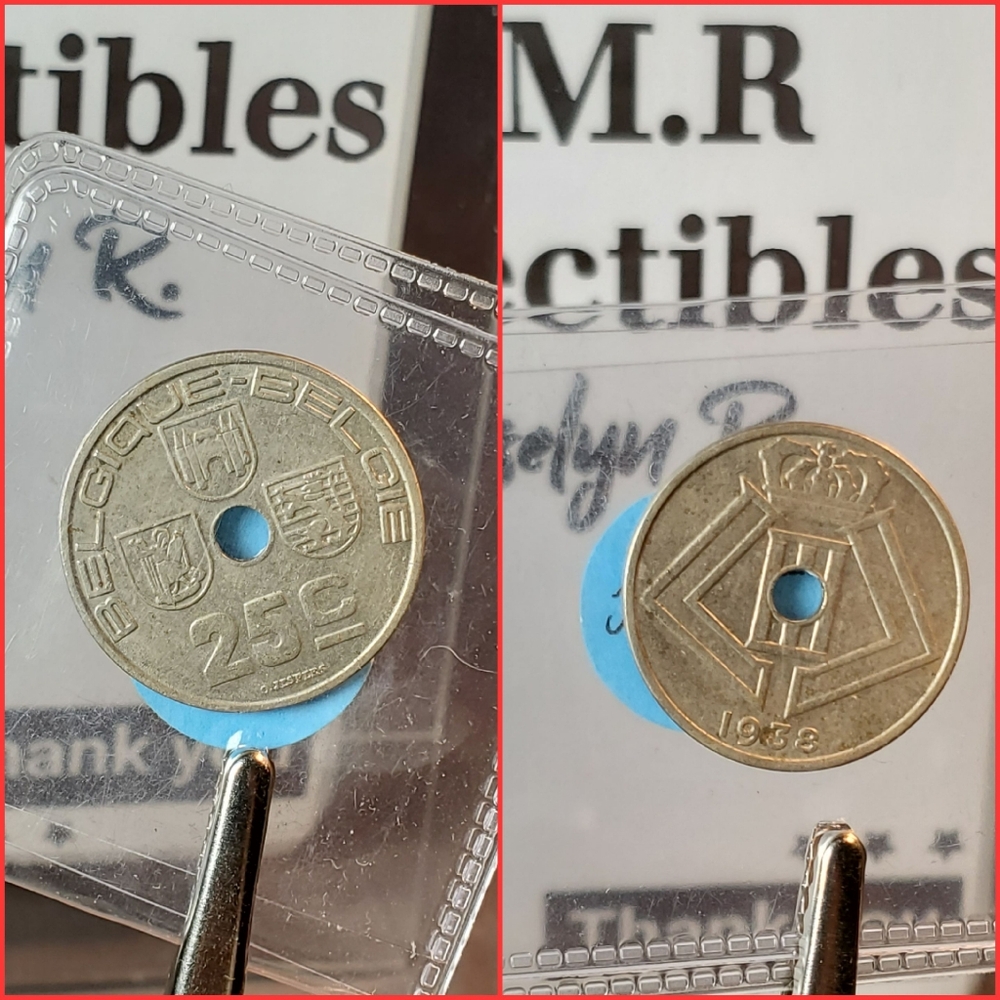 1938 Belgium 25 Centimes KM# 114.1